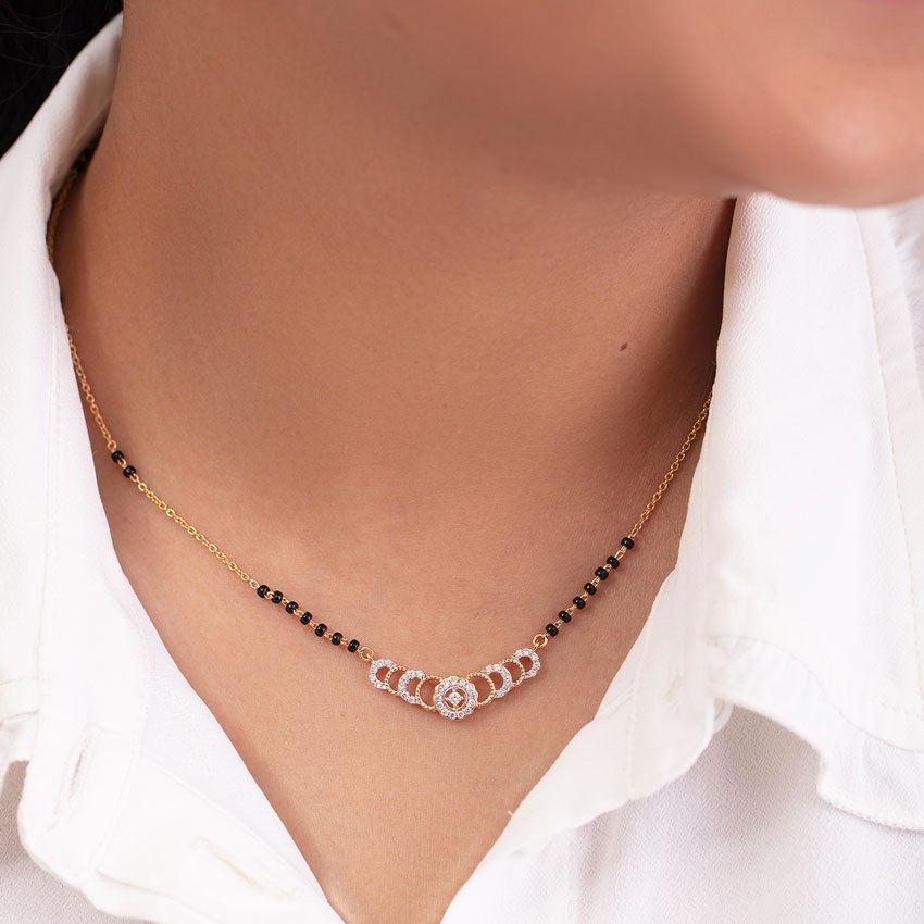 ✨ BFGF® Elegant Gold Plated Mangalsutra with CZ Diamond Rings Design ✨