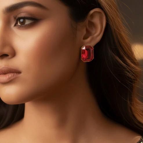 BFGF® Ruby Blush Dual Stone Necklace Set with Matching Earrings | Luxury Party Wear Jewelry