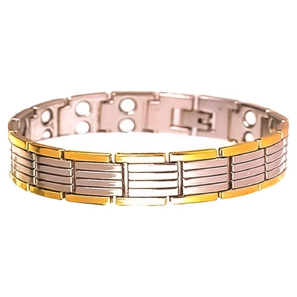 BFGF® Premium Magnetic Bracelet for Men | Gold & Silver Stainless Steel Energy Bracelet