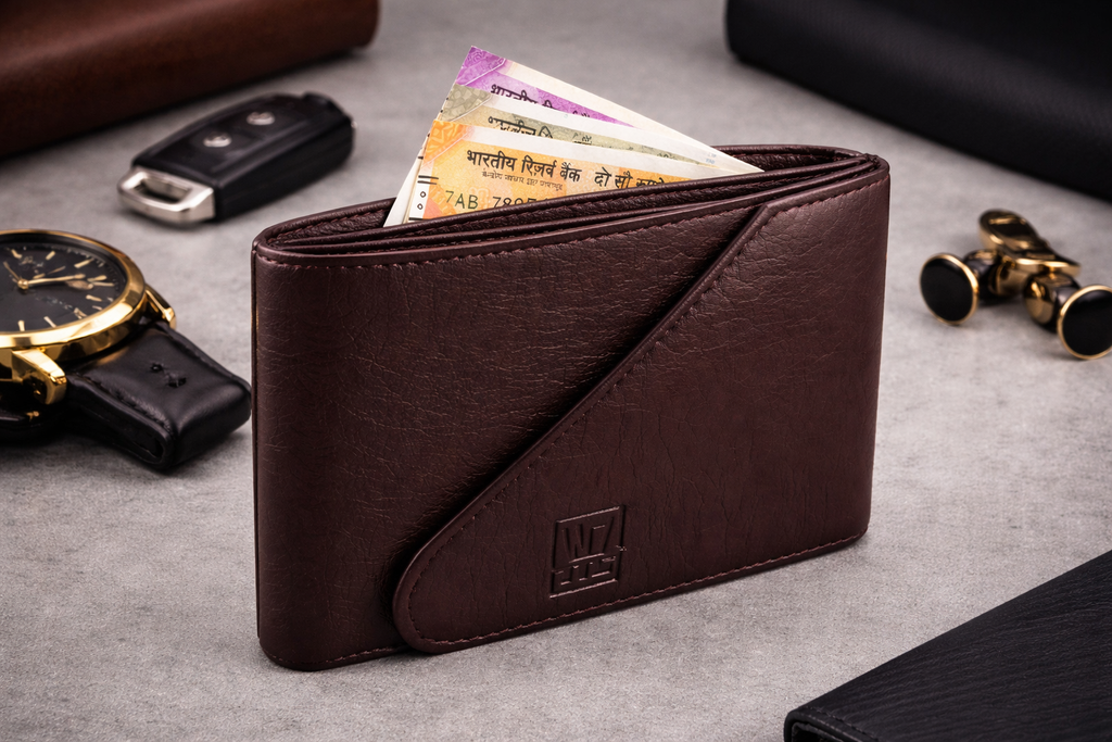 BFGF® Premium Brown Leather Wallet for Men – Slim Bifold Design with Card Slots, Cash Compartment & ID Window