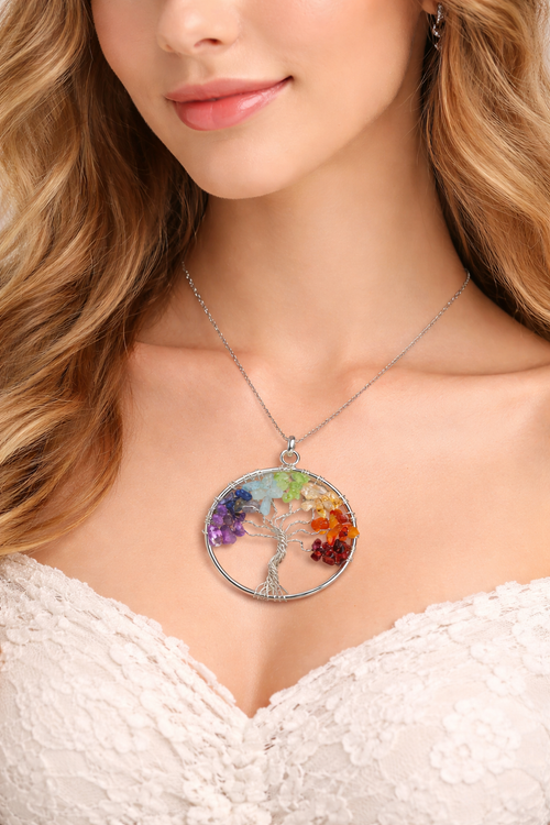 BFGF® 7 Chakra Tree of Life Pendant Necklace for Women | Premium Crystal Healing Jewellery