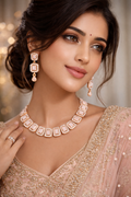 BFGF® Royal Blush Rose-Gold Necklace & Earrings Set – Luxury Indian Bridal Jewellery