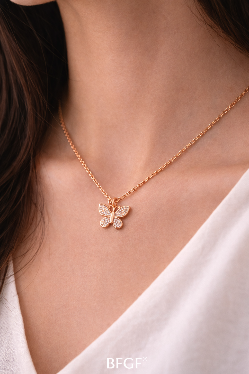 🦋 BFGF® Rose Gold Butterfly Pendant Necklace for Women