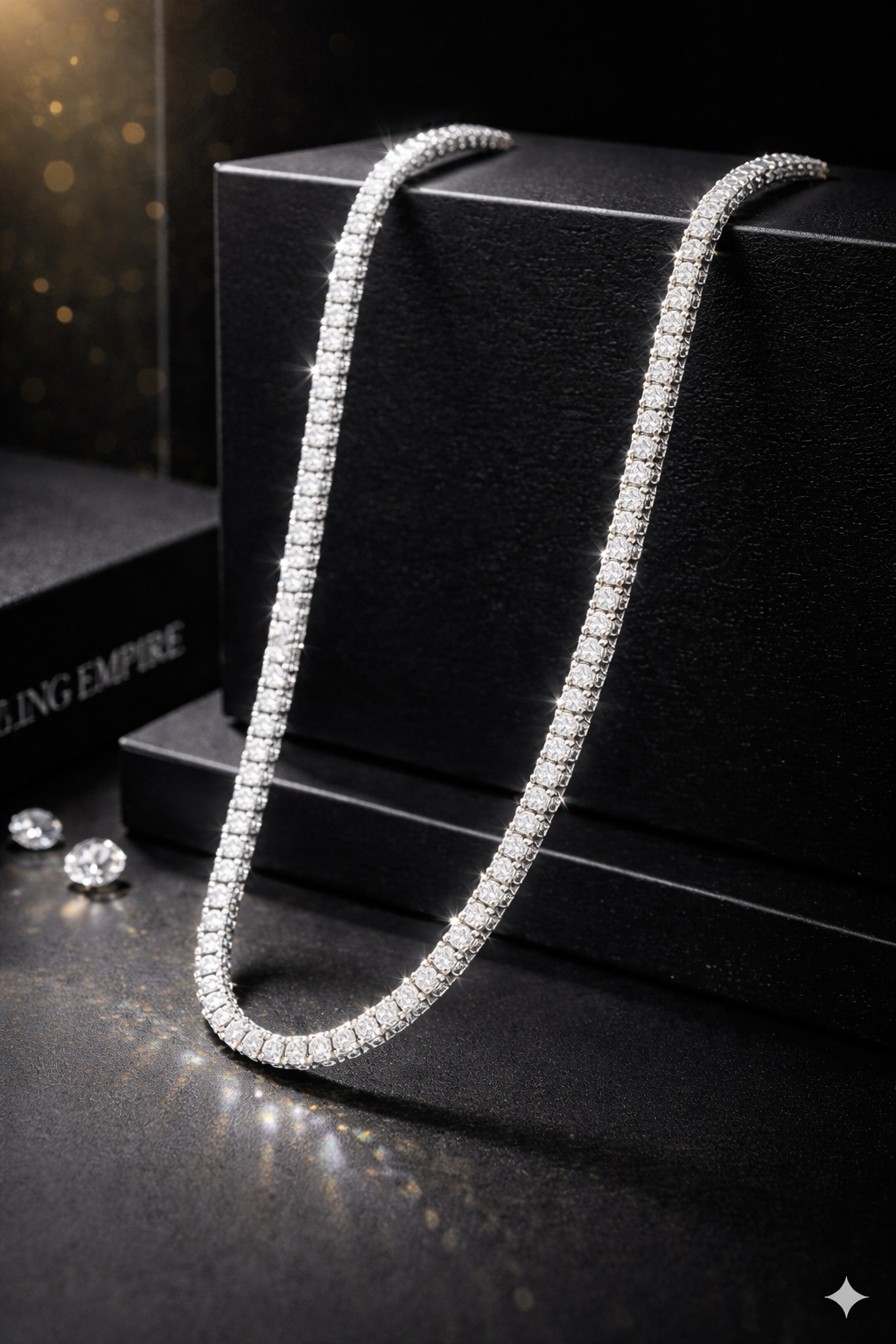 BFGF® Pure Silver Diamond Tennis Chain – Luxury Iced White Edition
