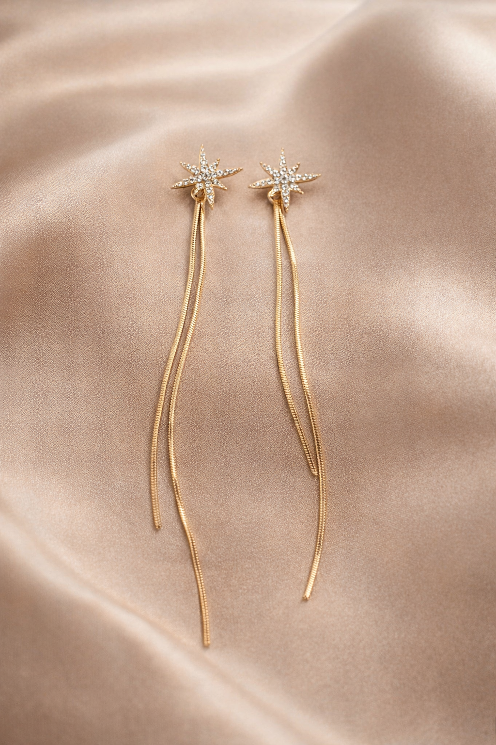 BFGF® Celestial Star Drop Earrings for Women – Premium Gold-Finish Crystal Tassel Earrings