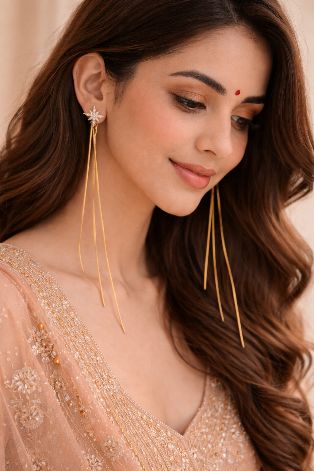 BFGF® Celestial Star Drop Earrings for Women – Premium Gold-Finish Crystal Tassel Earrings