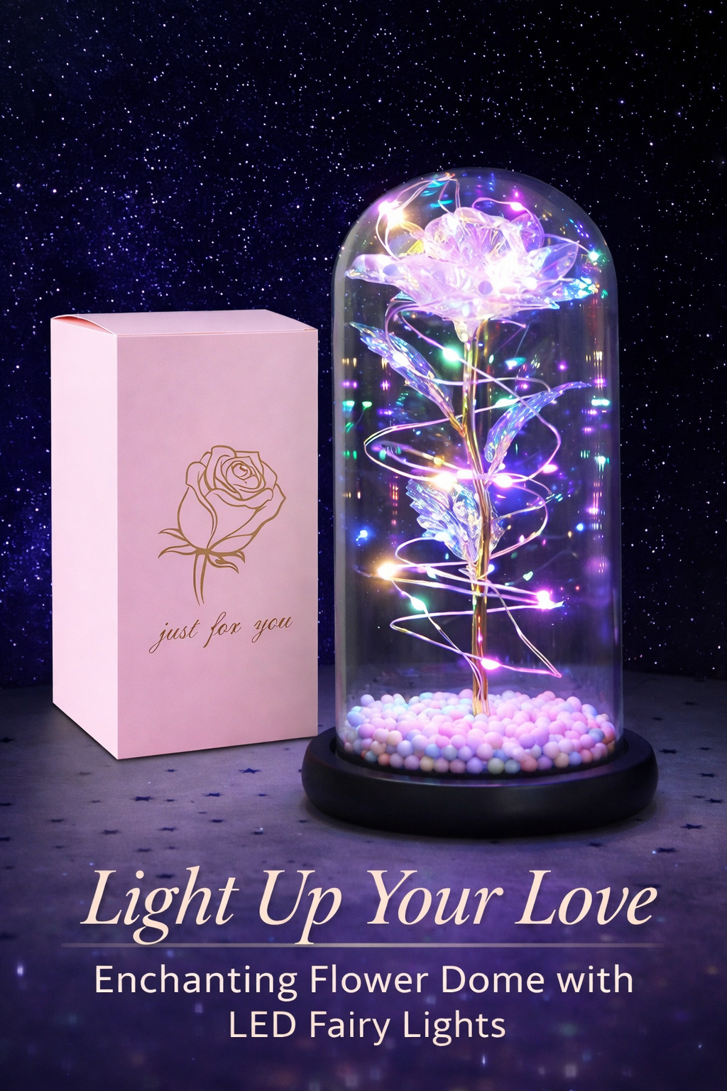 BFGF® Enchanted LED Rose Dome – A Magical Gift for Indian Couples