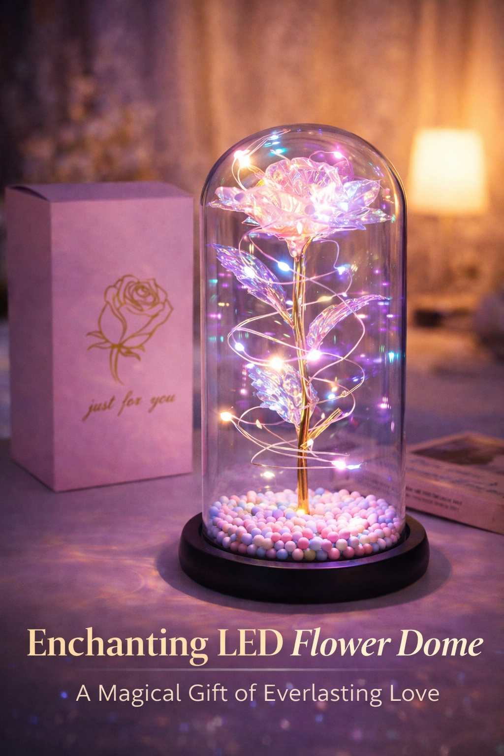BFGF® Enchanted LED Rose Dome – A Magical Gift for Indian Couples