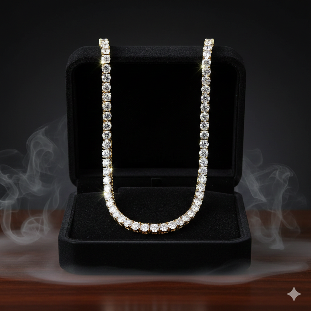 BFGF® Pure Silver Diamond Tennis Chain – Luxury Iced White Edition