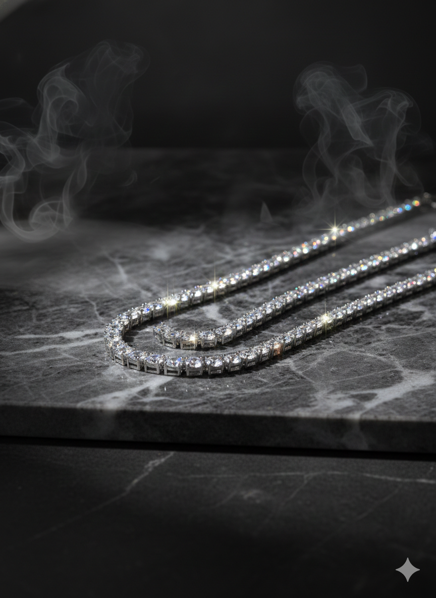 BFGF® Iced Silver Diamond Tennis Chain – Pure Luxury Shine Edition