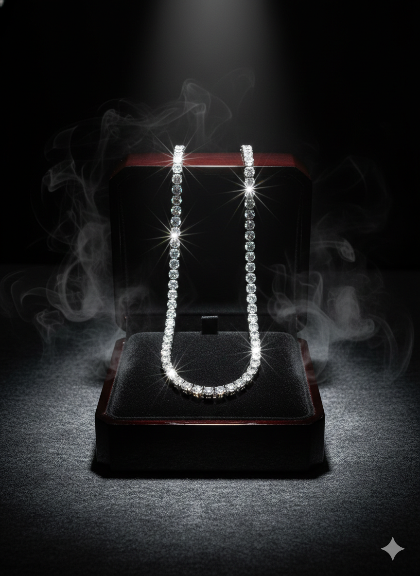 BFGF® Iced Silver Diamond Tennis Chain – Pure Luxury Shine Edition