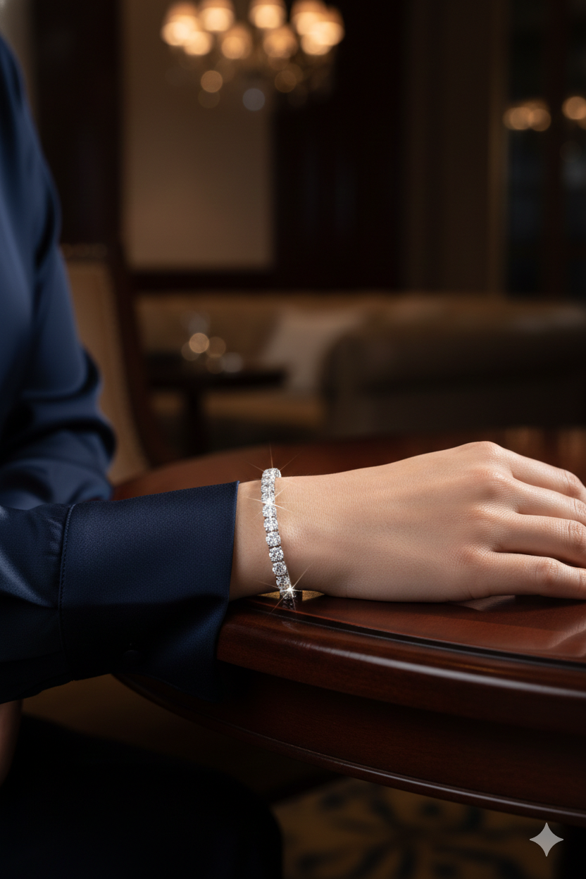 BFGF® Silver Diamond Tennis Bracelet – Premium Luxury Sparkle Edition